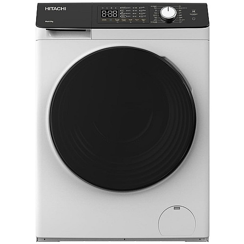 Стиральная машина Hitachi фронтальная, 8кг, 1400, A+++, 60см, дисплей, пара, инвертор, черный люк, белый