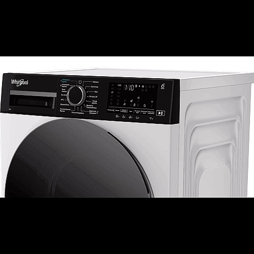 Стиральная машина Whirlpool фронтальная, 8кг, 1400, C, 55см, дисплей, пара, инвертор, черный люк, белый