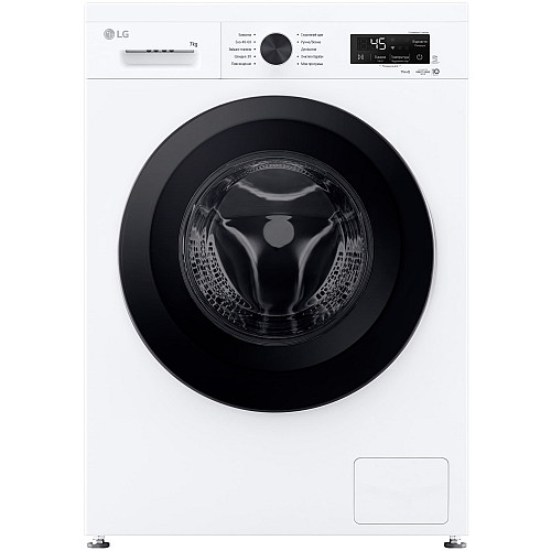 Пральна машина LG фронтальна, 7кг, 1200, A, 44см, дисплей, пара, інвертор, білий