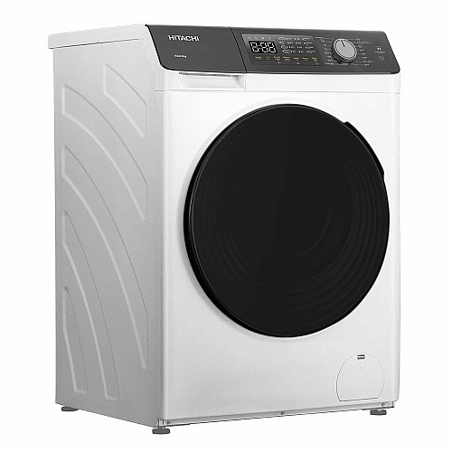Стиральная машина Hitachi фронтальная, 8кг, 1400, A+++, 60см, дисплей, пара, инвертор, черный люк, белый