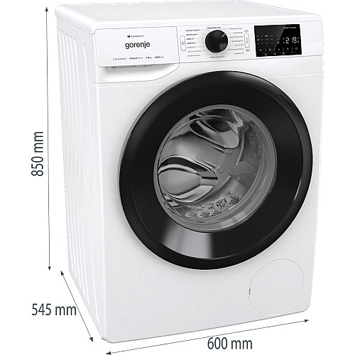 Стиральная машина Gorenje фронтальная, 8кг, 1400, A+++, 55см, дисплей, инвертор, пара, Wi-Fi, белый