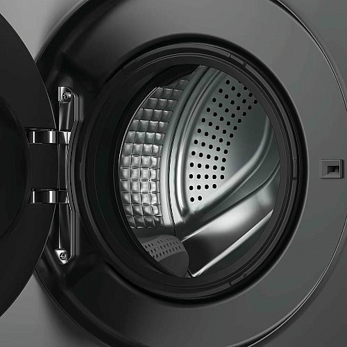 Стиральная машина Haier фронтальная, 5кг, 1200, A, 42.3см, дисплей, инвертор, люк черный, Wi-Fi, высота 70см, серебристый