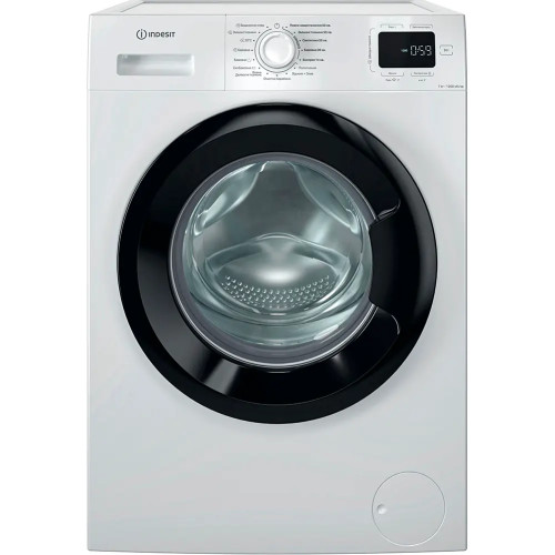 Пральна машина Indesit фронтальна, 7кг, 1200, A+++, 49.6см, дисплей, пара, інвертор, люк чорний, білий