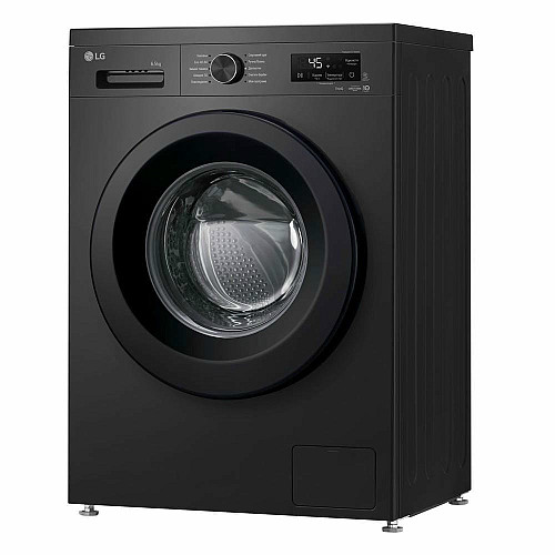 Стиральная машина LG фронтальная, 6.5кг, 1200, В, 44см, дисплей, пара, инвертор, черный