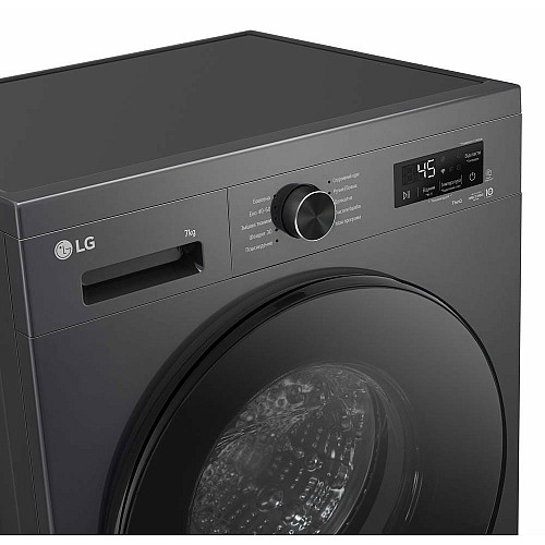 Стиральная машина LG фронтальная, 7кг, 1200, A, 44см, дисплей, пара, инвертор, черный