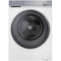 Пральна машина Haier фронтальна, 9кг, 1400, B, 45.2см, дисплей, пара, інвертор, люк сірий, прямий привід, білий
