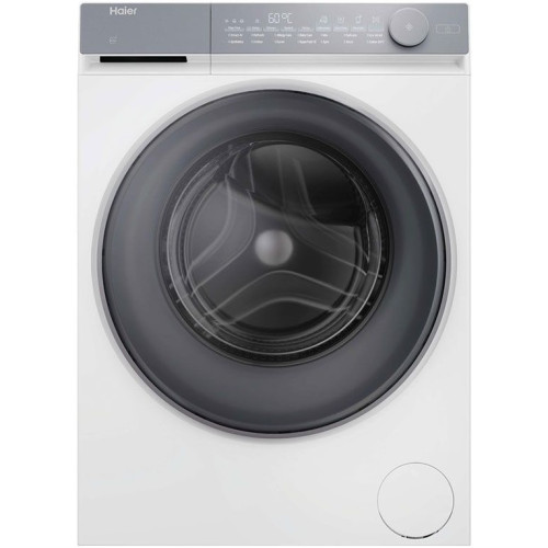Пральна машина Haier фронтальна, 9кг, 1400, B, 45.2см, дисплей, пара, інвертор, люк сірий, прямий привід, білий