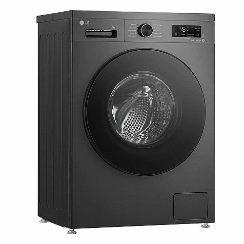 Стиральная машина LG фронтальная, 7кг, 1200, A, 44см, дисплей, пара, инвертор, черный
