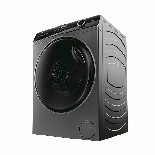 Стирально-сушильная машина Haier фронтальная, 8(5)кг, 1400, A, 46см, дисплей, пара, инвертор, люк черный, прямой привод, серебристый