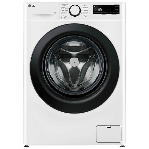 Стиральная машина LG фронтальная, 9кг, 1200, A, 48см, дисплей, пара, инвертор, белый