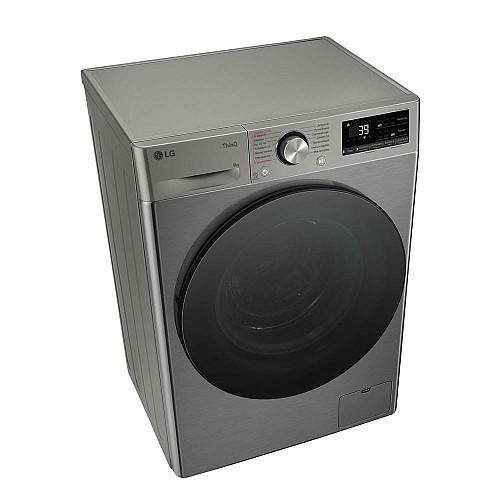 Стиральная машина LG фронтальная, 9кг, 1200, A, 48см, дисплей, пара, инвертор, серебристый