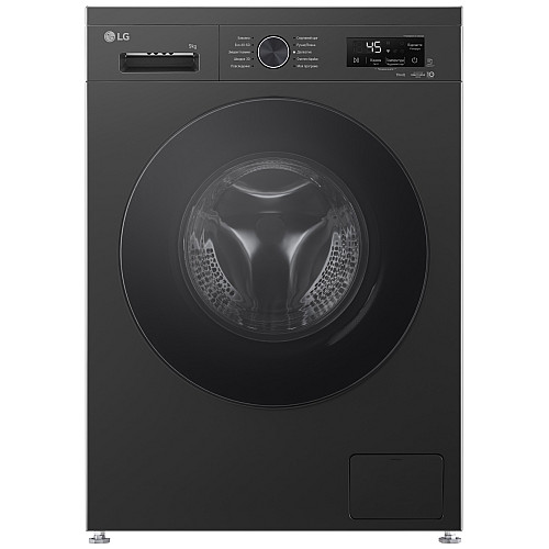 Пральна машина LG фронтальна, 9кг, 1400, A, 55см, дисплей, пара, інвертор, чорний
