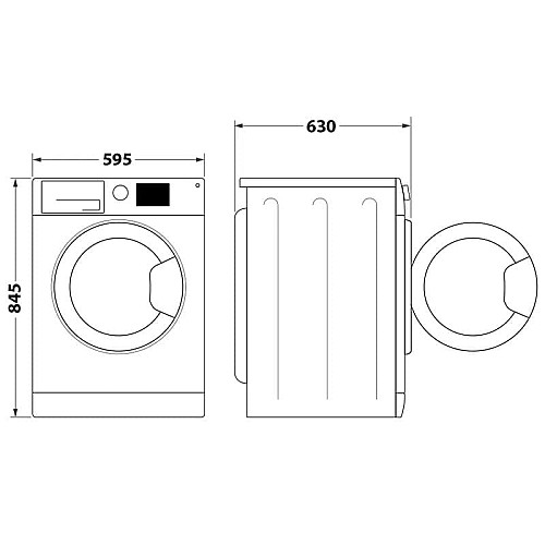 Стиральная машина Whirlpool фронтальная, 9кг, 1400, A+++, 60см, дисплей, пара, инвертор, черный люк, белый