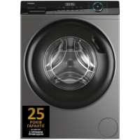 Пральна машина Haier фронтальна, 9кг, 1400, A+++, 60см, дисплей, пара, інвертор, люк чорний, прямий привід, cріблястий