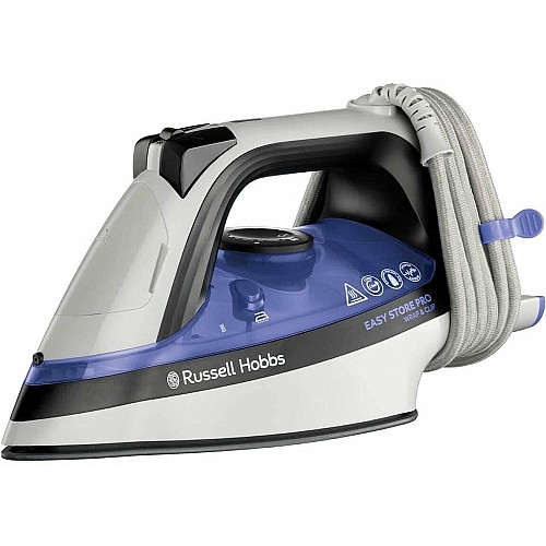 Утюг Russell Hobbs Easy Store Pro, 2400Вт, 320мл, паровой удар –180гр, постоянная пара – 45гр, хранение шнура, керам. подошва, бело-синий
