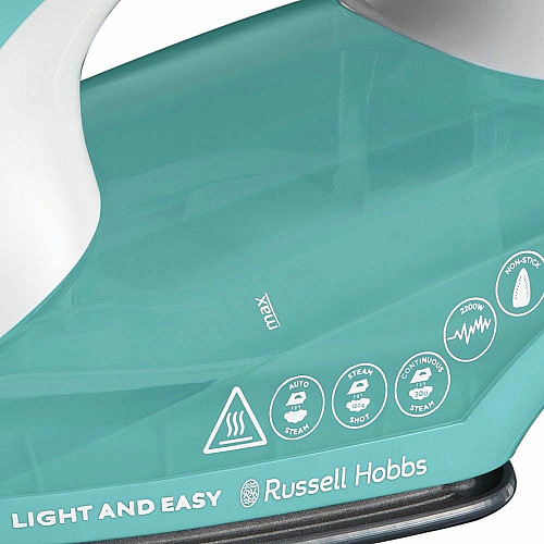 Утюг Russell Hobbs Light & Easy, 2400Вт, 240мл, паровой удар -30гр, постоянная пара - 110гр, Anti-calc, нерж. сталь, бирюзовый