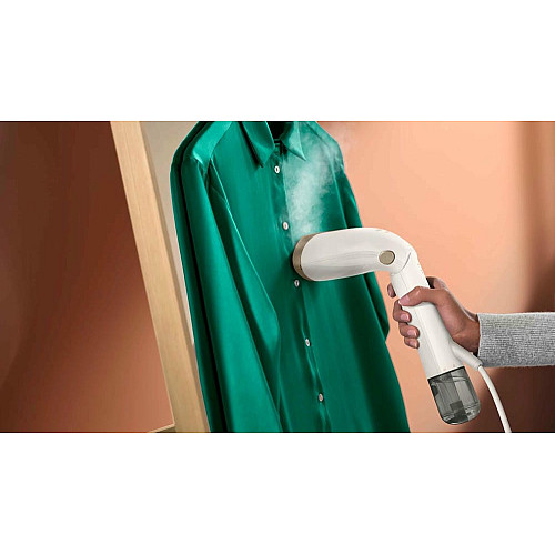 Отпариватель Philips компактный Series 7000, 1500Вт, 100 и 200мл, паровой удар -28гр, перчатка, чехол, нерж. сталь, белый
