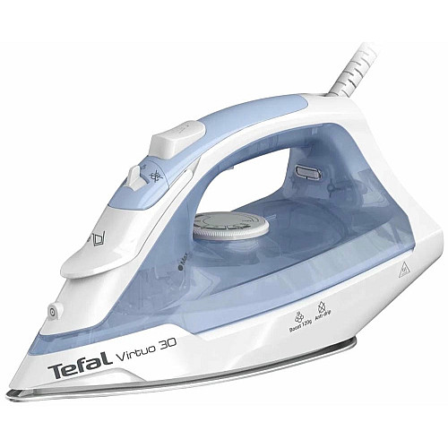 Утюг Tefal Virtuo 30, 2000Вт, 240мл, паровой удар -120гр, постоянная пара - 27гр, керам. подошва, бело-голубой