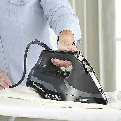 Утюг Russell Hobbs Diamond Elite, 3100Вт, 350мл, паровой удар -220гр, самоочищение, керам. подошва, черный