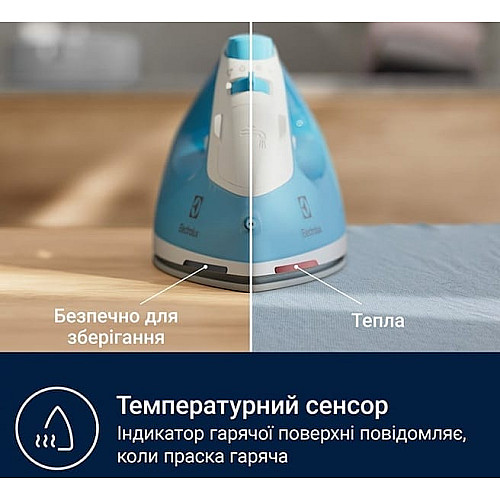 Утюг Electrolux, 2300Вт, 250мл, паровой удар 110гр, керам. подошва, сине-белый