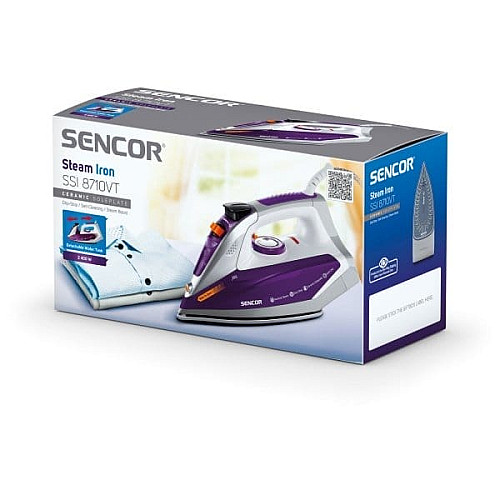 Утюг Sencor, 2400Вт, 200мл, паровой удар -120гр, постоянная пара - 25гр, Anti-calc, керам. подошва, фиолетовый