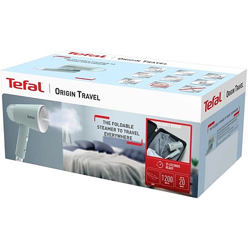 Отпариватель Tefal компактный Origin Travel, 1200Вт, 70мл, постоянная пара - 20гр, металлическая подошв., белый