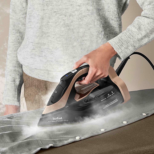 Утюг Tefal Ultimate Power Pro, 3200Вт, 350мл, паровой удар -300гр, постоянный пар - 85гр, керам. подошва, черно-золотой