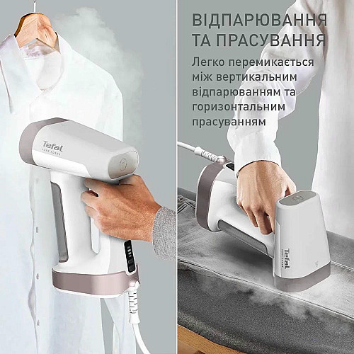 Отпариватель Tefal компактный Pure Force 2в1, 1800Вт, 180мл, постоянная пара – 35гр, керам. подошва, белый