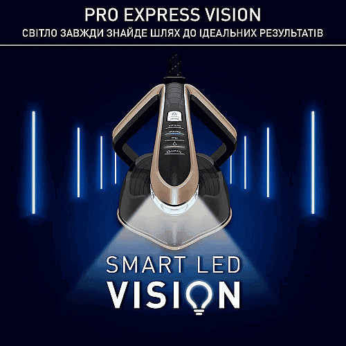 Утюг-парогенератор Tefal Pro Express Vision, 3000Вт, 1200мл, паровой удар -800гр, постоянный пар - 180гр, керам. подошва, черно-золотой