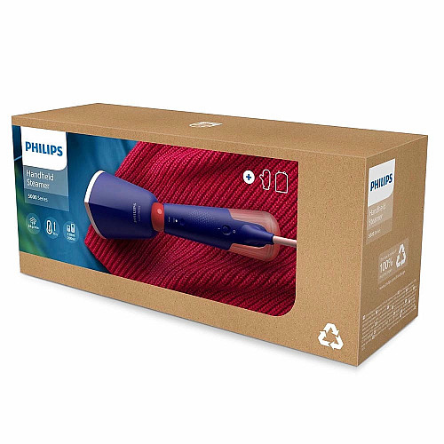 Відпарювач Philips компактний Series 5000, 1400Вт, 120мл, паровий удар -24гр, складана ручка, чохол-рукавичка, килимок, пластик, синій