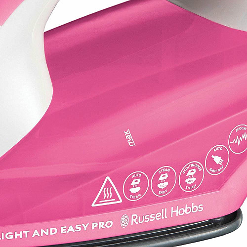 Утюг Russell Hobbs Light&Easy Pro, 2600Вт, 240мл, паровой удар -130гр, постоянная пара - 40гр, керам. подошва, бело-розовый