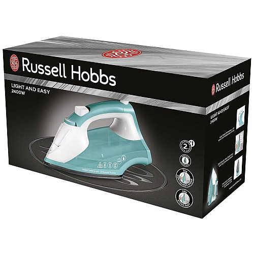 Утюг Russell Hobbs Light & Easy, 2400Вт, 240мл, паровой удар -30гр, постоянная пара - 110гр, Anti-calc, нерж. сталь, бирюзовый