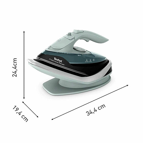 Утюг Tefal беспроводной Freemove Power, 2600Вт, 250мл, паровой удар -220гр, постоянная пара - 40гр, база для зарядки, автовыключения, керам. подошва, зеленый