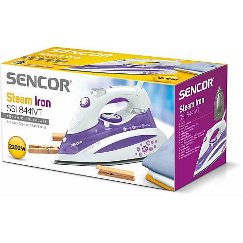 Утюг Sencor, 2200Вт, 380мл, постоянная пара – 30гр, Anti-Calс, Drip-Stop, керам. подошва, голубой