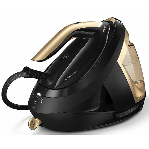Утюг-парогенератор Philips PerfectCare 8000 Series, 2700Вт, 1800мл, паровой удар -700гр, постоянный пар - 170гр, нерж. сталь, черно-золотой