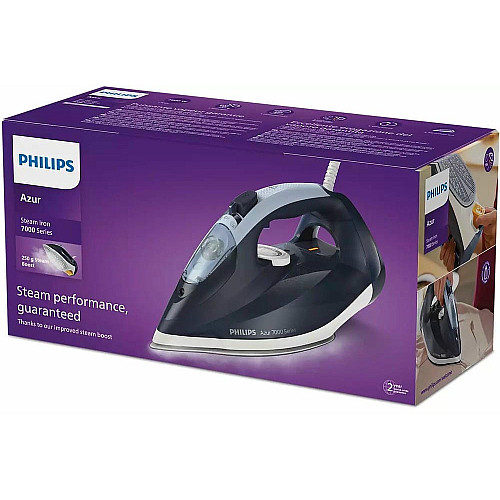 Утюг Philips 7000 Series, 2800Вт, 300мл, паровой удар -250гр, постоянный пар - 50гр, нерж. сталь, темно синий