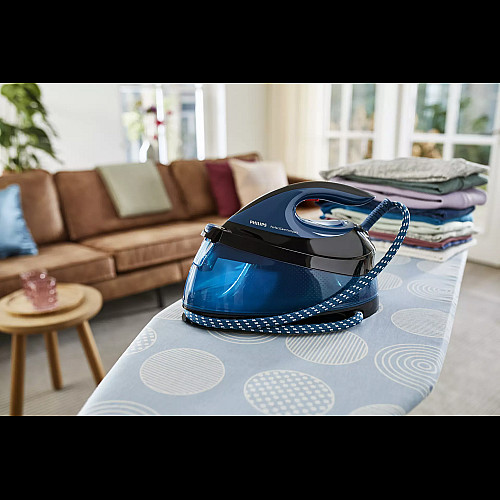 Праска-парогенератор Philips PerfectCare Compact, 2400Вт, 1500мл, паровий удар -420гр, постійна пара - 120гр, керам. підошва, синій
