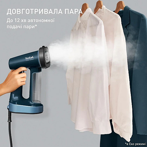 Отпариватель Tefal компактный Pure Force 3в1, 1800Вт, 180мл, постоянная пара – 35гр, керам. подошва, синий