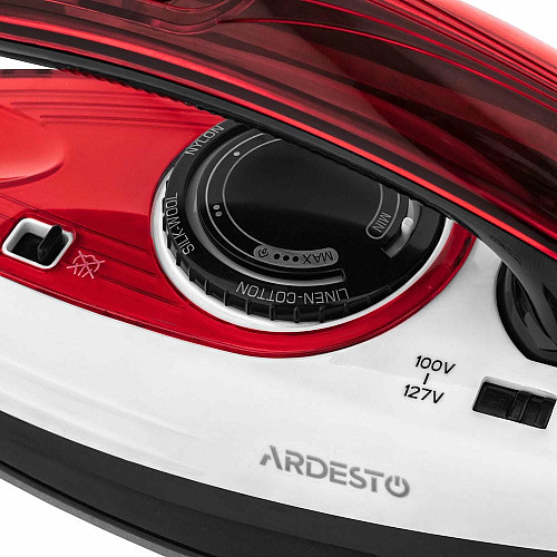 Утюг ARDESTO дорожный TI-S1200, 1000Вт, 70мл, паровой удар, постоянный пар - 15гр, керам. подошва, бело-красный