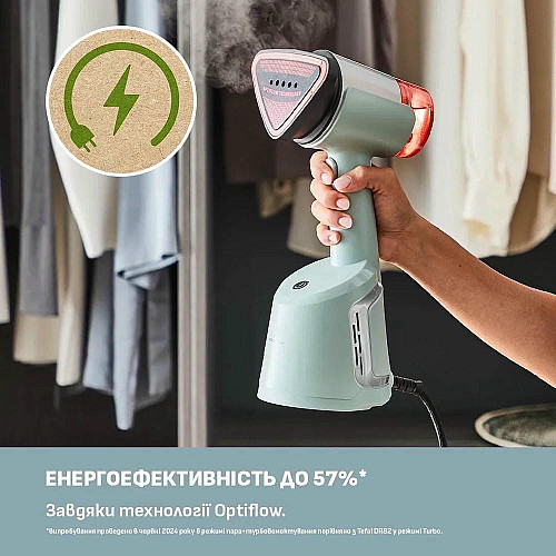 Отпариватель Tefal компактный AeroSteam, 1400Вт, 100мл, постоянная пара – 20гр, светло-зеленый