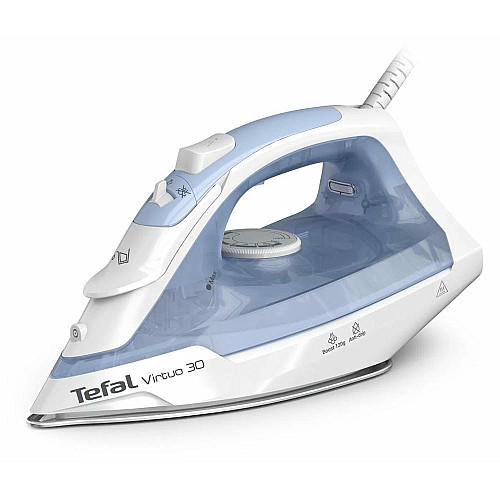 Утюг Tefal Virtuo 30, 2000Вт, 240мл, паровой удар -120гр, постоянная пара - 27гр, керам. подошва, бело-голубой