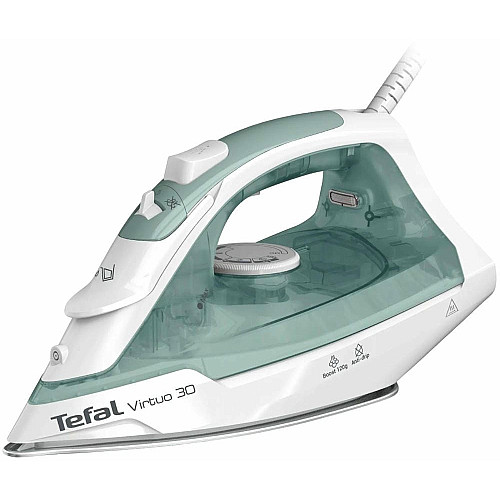 Утюг Tefal Virtuo 30, 2000Вт, 240мл, паровой удар -120гр, постоянная пара - 27гр, керам. подошва, бело-зеленый