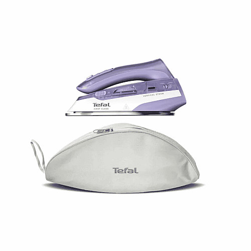 Утюг Tefal дорожный First Class, 1000Вт, 65мл, паровой удар -45гр, нерж. сталь, бело-фиолетовый