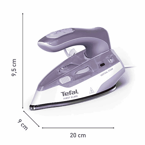 Утюг Tefal дорожный First Class, 1000Вт, 65мл, паровой удар -45гр, нерж. сталь, бело-фиолетовый