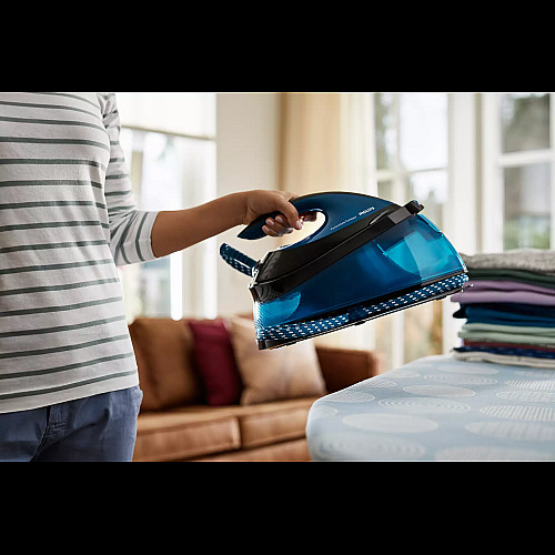 Праска-парогенератор Philips PerfectCare Compact, 2400Вт, 1500мл, паровий удар -420гр, постійна пара - 120гр, керам. підошва, синій