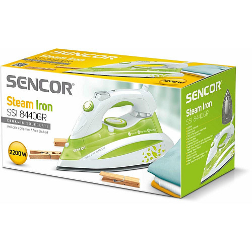 Утюг Sencor, 2200Вт, 380мл, паровой удар -120гр, постоянная пара - 25гр, керам. подошва, зеленый