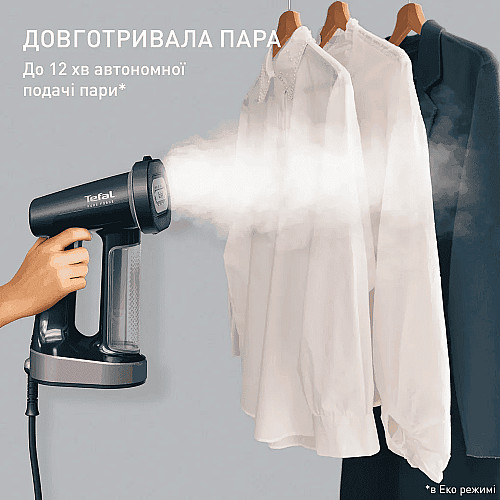 Отпариватель Tefal компактный Pure Force 3в1, 1800Вт, 180мл, постоянная пара – 35гр, керам. подошва, черно-розовый