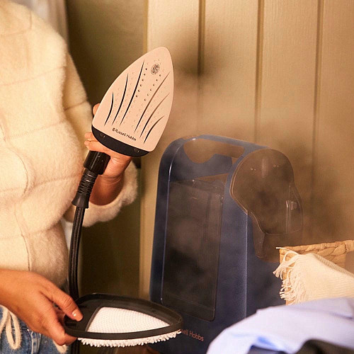 Відпарювач Russell Hobbs Genie Maestro, 1700Вт, 750мл, паровий удар -20гр, верт. відпарювання, керам. підошва, синій