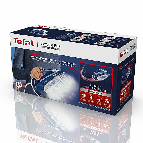 Утюг Tefal Easygliss 2, 2700Вт, 270мл, паровой удар -240гр, постоянная пара - 50гр, керам. подошва, синий