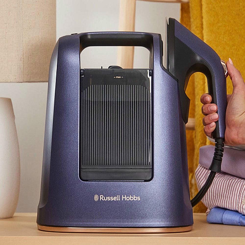 Відпарювач Russell Hobbs Genie Maestro, 1700Вт, 750мл, паровий удар -20гр, верт. відпарювання, керам. підошва, синій